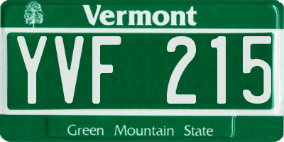 VT license plate YVF215