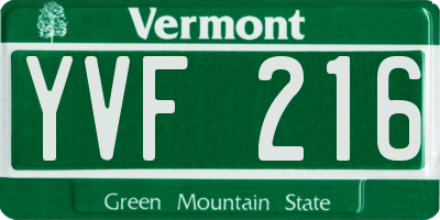 VT license plate YVF216