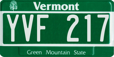 VT license plate YVF217