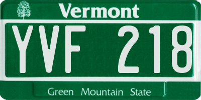 VT license plate YVF218