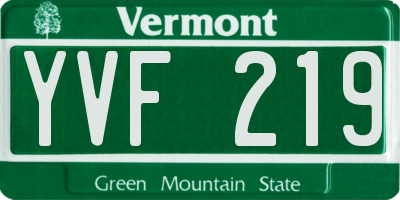 VT license plate YVF219