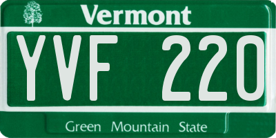 VT license plate YVF220