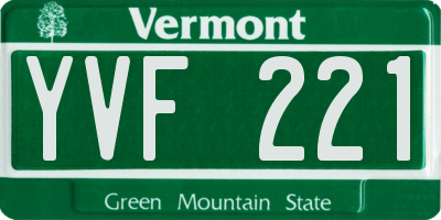 VT license plate YVF221