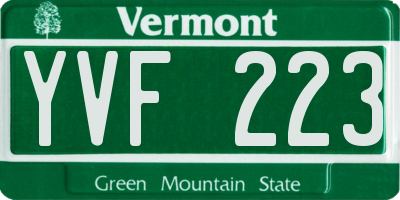 VT license plate YVF223