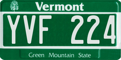 VT license plate YVF224