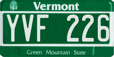 VT license plate YVF226