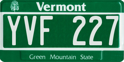 VT license plate YVF227