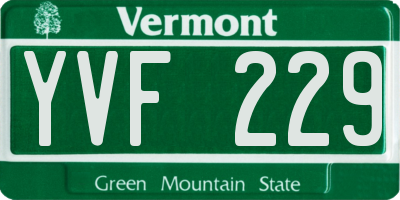 VT license plate YVF229