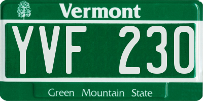 VT license plate YVF230