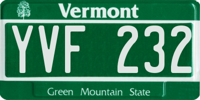 VT license plate YVF232