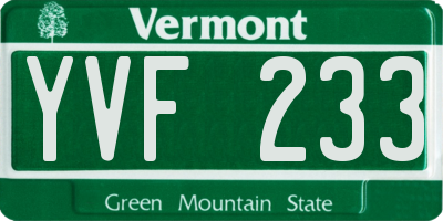 VT license plate YVF233