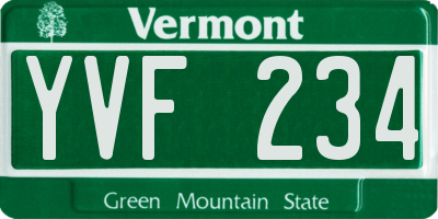 VT license plate YVF234