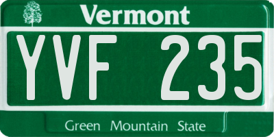 VT license plate YVF235