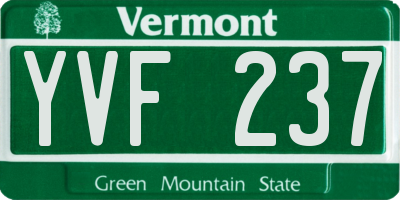 VT license plate YVF237