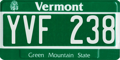 VT license plate YVF238
