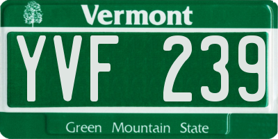 VT license plate YVF239