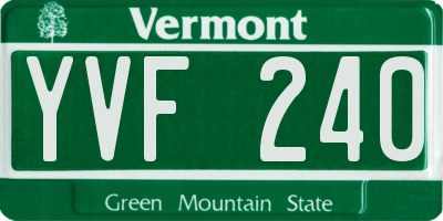 VT license plate YVF240