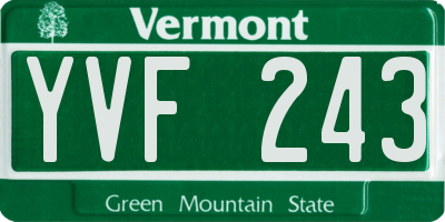 VT license plate YVF243