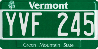 VT license plate YVF245