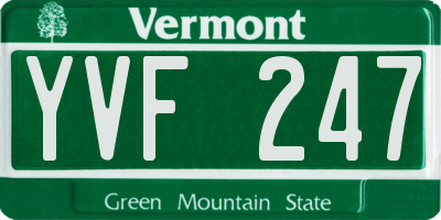 VT license plate YVF247