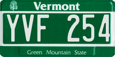 VT license plate YVF254