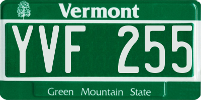 VT license plate YVF255