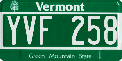 VT license plate YVF258