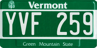 VT license plate YVF259