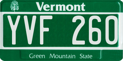 VT license plate YVF260