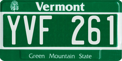 VT license plate YVF261