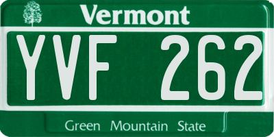 VT license plate YVF262