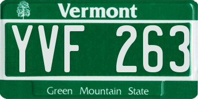 VT license plate YVF263
