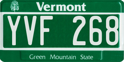 VT license plate YVF268