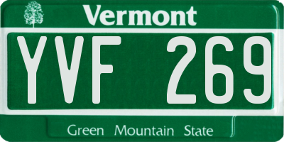 VT license plate YVF269