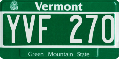 VT license plate YVF270