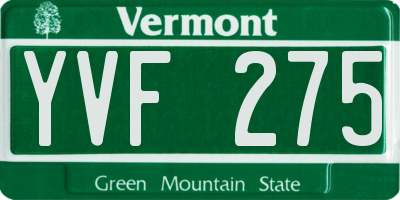 VT license plate YVF275