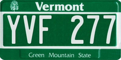 VT license plate YVF277