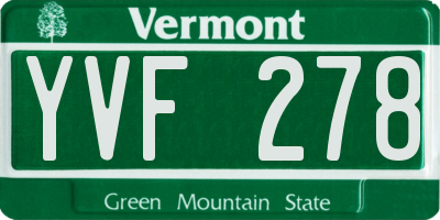 VT license plate YVF278