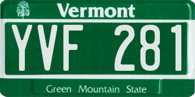 VT license plate YVF281