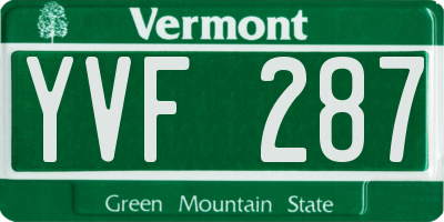 VT license plate YVF287