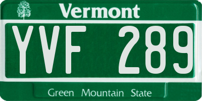 VT license plate YVF289