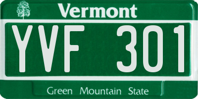 VT license plate YVF301