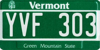 VT license plate YVF303