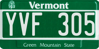 VT license plate YVF305