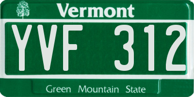 VT license plate YVF312