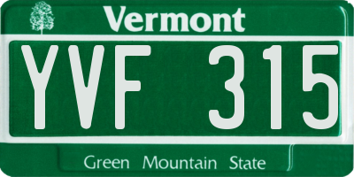 VT license plate YVF315