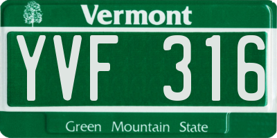 VT license plate YVF316