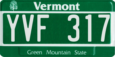 VT license plate YVF317