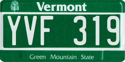 VT license plate YVF319
