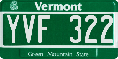 VT license plate YVF322